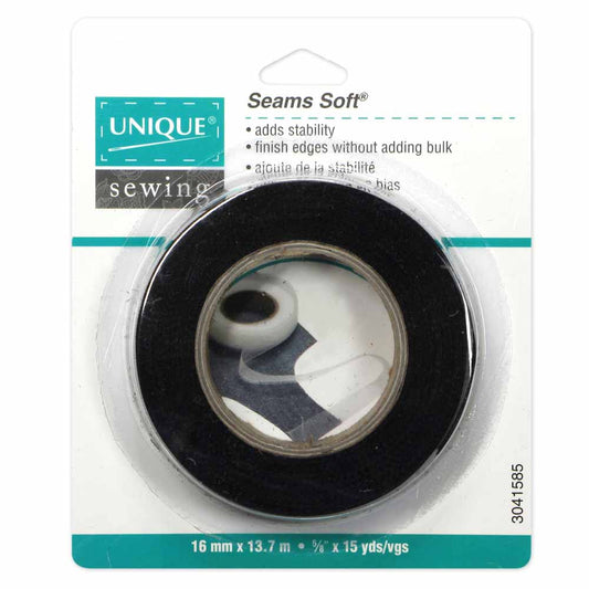 UNIQUE Seams Soft Bias Binding – Black, 16 mm × 14 m