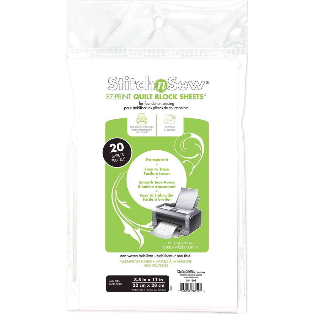 HEATNBOND StitchnSew EZ-Print Quilt Block Sheets 20-Pack 22×28cm (8½" × 11")