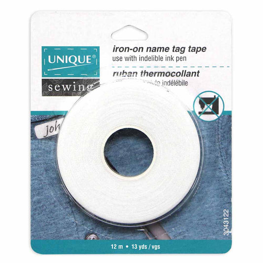 UNIQUE Iron‑On Name Tag Tape — 12 m (13 yd)