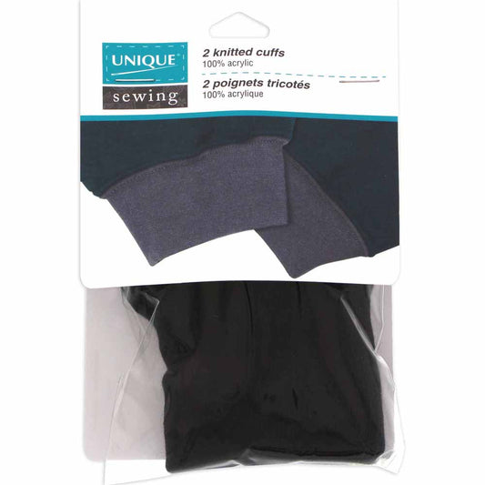 UNIQUE SEWING Child Knitted Cuffs – Black — 2 pcs