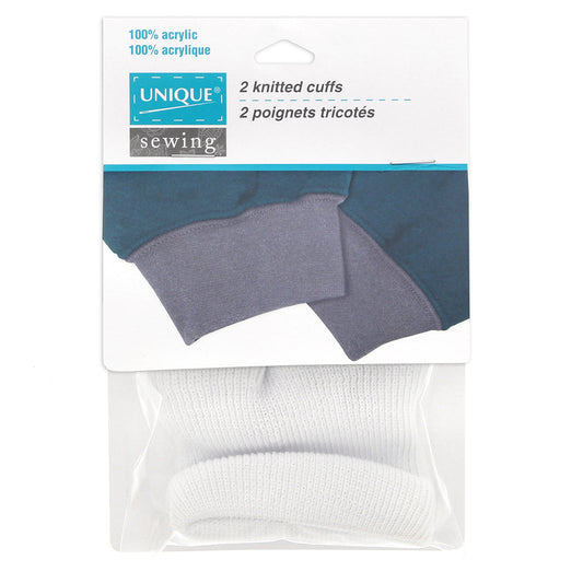 UNIQUE SEWING Knitted Cuffs – White — 2 pcs