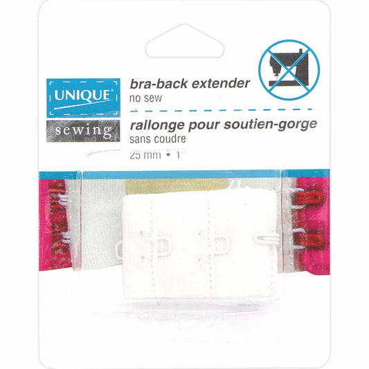 UNIQUE SEWING Bra‑Back Extender — White, 25 mm (1″)