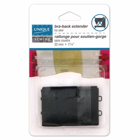 UNIQUE SEWING Bra Back Extender — 32mm — 32mm (1 1/4") — Black