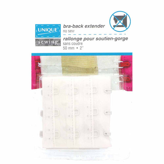 UNIQUE SEWING Bra‑Back Extender — White, 50 mm (2″)