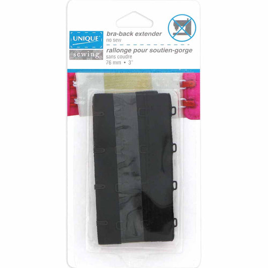 UNIQUE SEWING Bra Back Extender — 76mm — 76mm (3") — Black