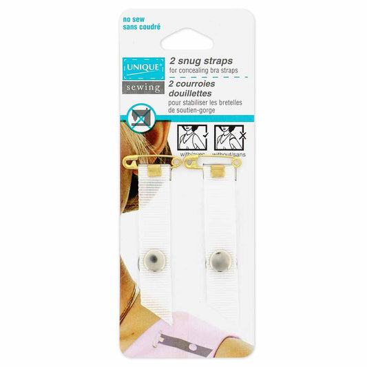 UNIQUE SEWING Snug Straps – White – 10 mm (3/8") – 2 pcs