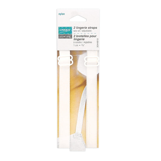 UNIQUE SEWING Lingerie Straps — White, 10 mm (3⁄8″), 2 pcs