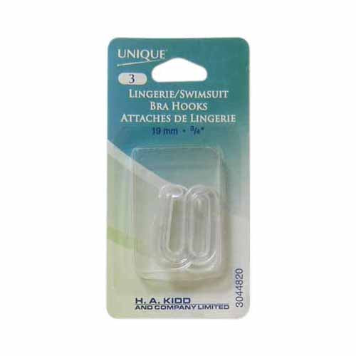 UNIQUE SEWING Clear Lingerie Hooks — 19 mm (3⁄4″), 3 Pack