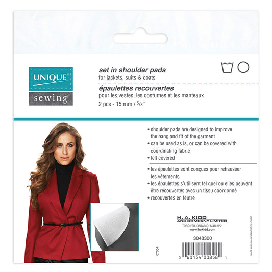UNIQUE SEWING Felt Set‑In Shoulder Pads — Large, 15 mm (5⁄8″), 2 pcs