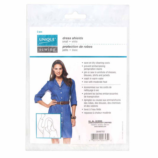 UNIQUE SEWING Dress Shields — Small, White, 2 pcs