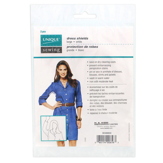UNIQUE SEWING Dress Shields — Large, White, 2 pcs