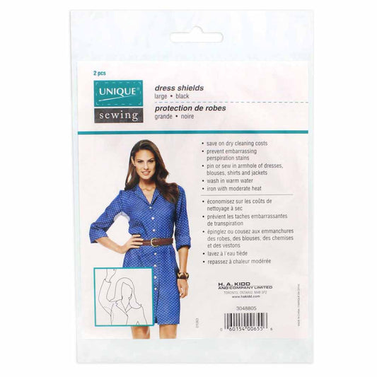 UNIQUE SEWING Dress Shields — Large, Black, 2 pcs
