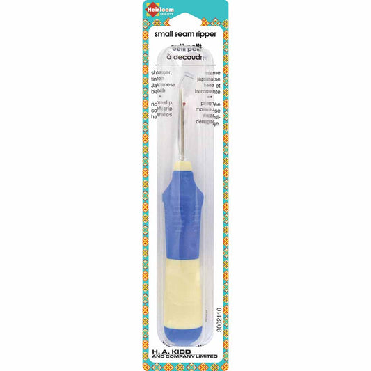 HEIRLOOM Small Seam Ripper — Extra‑Large Comfort Grip — Blue and Cream
