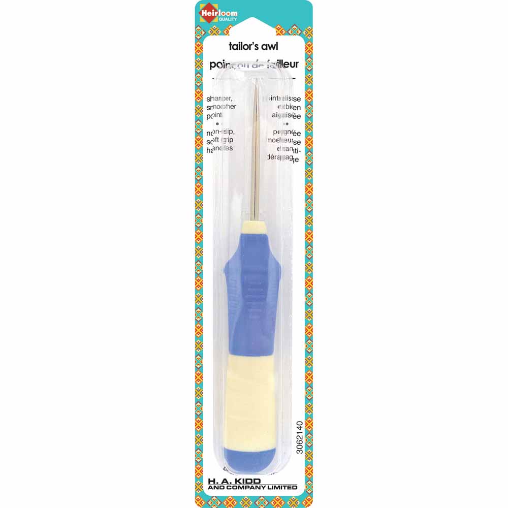 HEIRLOOM Tailor's Awl — Extra‑Large Comfort Grip — Blue and Cream