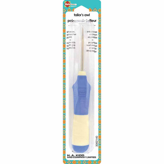 HEIRLOOM Tailor's Awl — Extra‑Large Comfort Grip — Blue and Cream