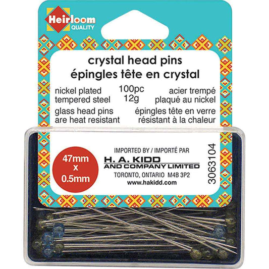 HEIRLOOM Crystal Head Pins — Black & Yellow — 47mm (1⅞ in.)