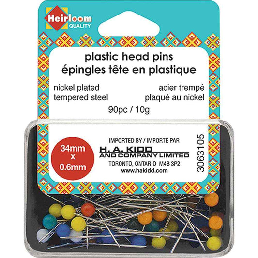 HEIRLOOM Plastic Head Pins — Assorted Colours — 34mm (1⅜ in.)
