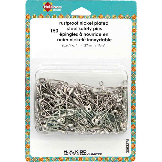 HEIRLOOM Safety Pins — Size 1 (27 mm) — 150‑Pack