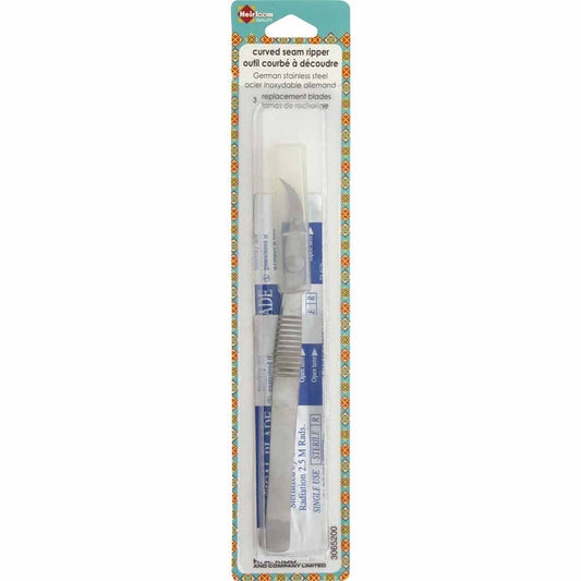 HEIRLOOM Curved Seam Ripper – with 3 Replacement Blades
