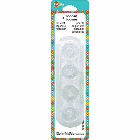 HEIRLOOM Plastic Bobbins – For Many Japanese Machines – 4 pcs