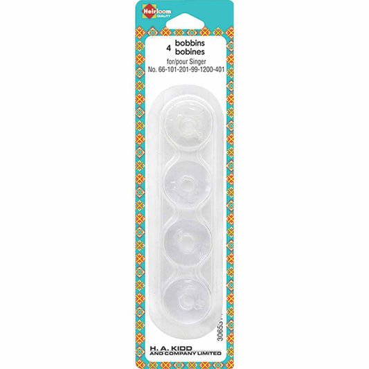 HEIRLOOM Plastic Bobbins – For Most Singer Machines (4-Pack)