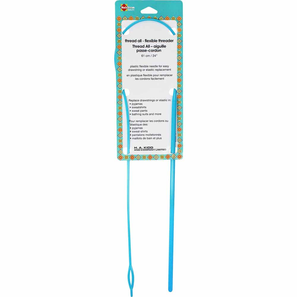 HEIRLOOM Thread‑All Flexible Threader – 24" Drawstring/Elastic Bodkin ...