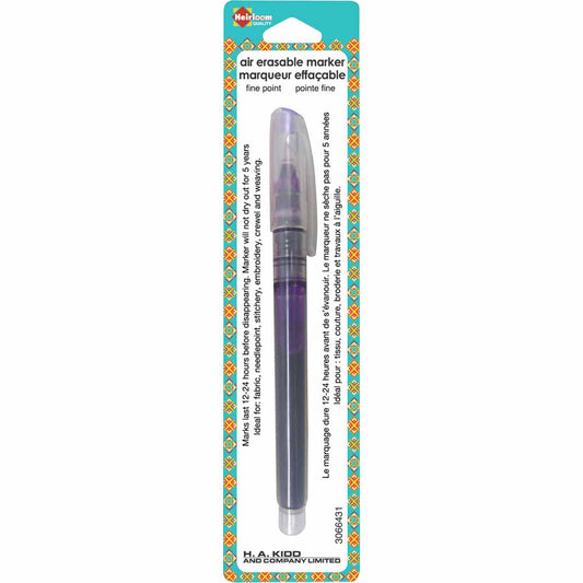 HEIRLOOM Air‑Erasable Fabric Marker — Fine Tip, Purple