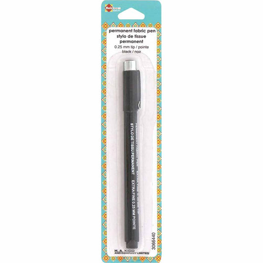 HEIRLOOM Permanent Fabric Pen – Black, Extra‑Fine 0.25 mm
