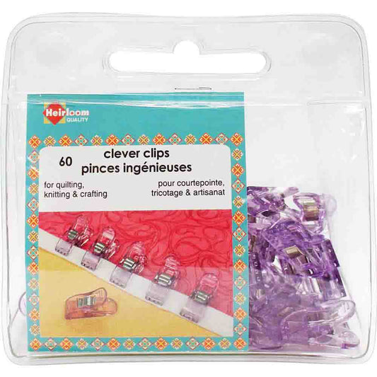 HEIRLOOM Clever Clips – Small (60 Pack) | Multi‑Use Sewing & Quilting Clips