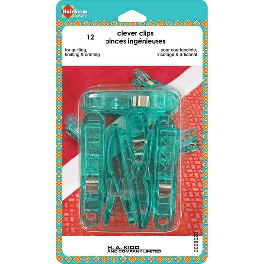 HEIRLOOM Clever Clips – Large (12 Pack) | Quilt & Fabric Clips for Thick Layers