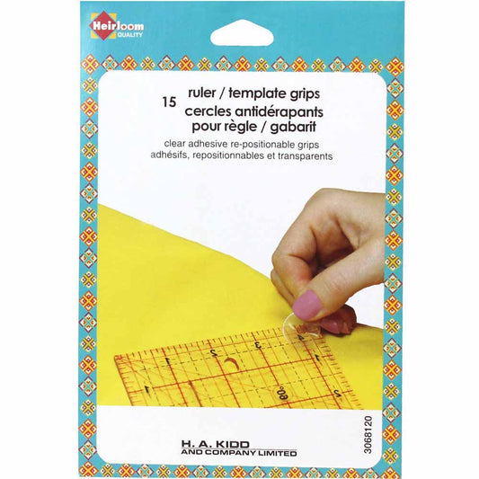 HEIRLOOM Ruler & Template Grips – 15 Clear Adhesive Dots