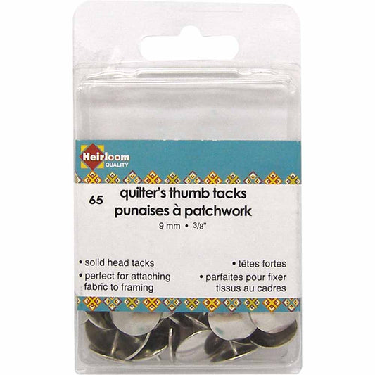 HEIRLOOM Quilter’s Thumb Tacks – 9 mm (65 Pack) | Frame & Basting Tacks