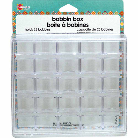 HEIRLOOM Clear Bobbin Box – 25‑Bobbin Storage