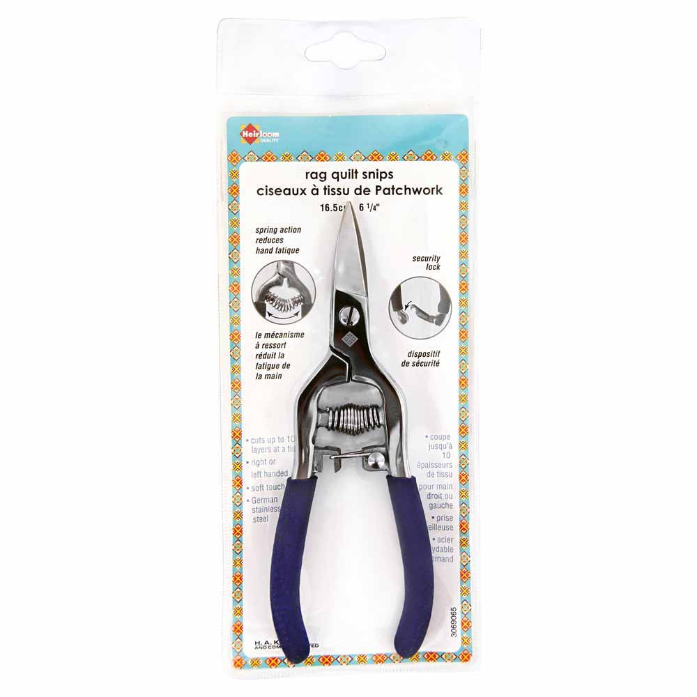 HEIRLOOM Rag Quilt Snips – Forged Stainless, Spring‑Action, 6½" (15.9 cm)