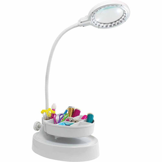 SURELight M1T Magnifying LED Desk Lamp – Accessory Tray – 2× Magnifier 10 cm (4″)