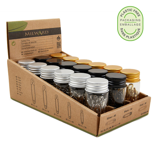 MILWARD Assorted Steel Safety Pins – Jar Display