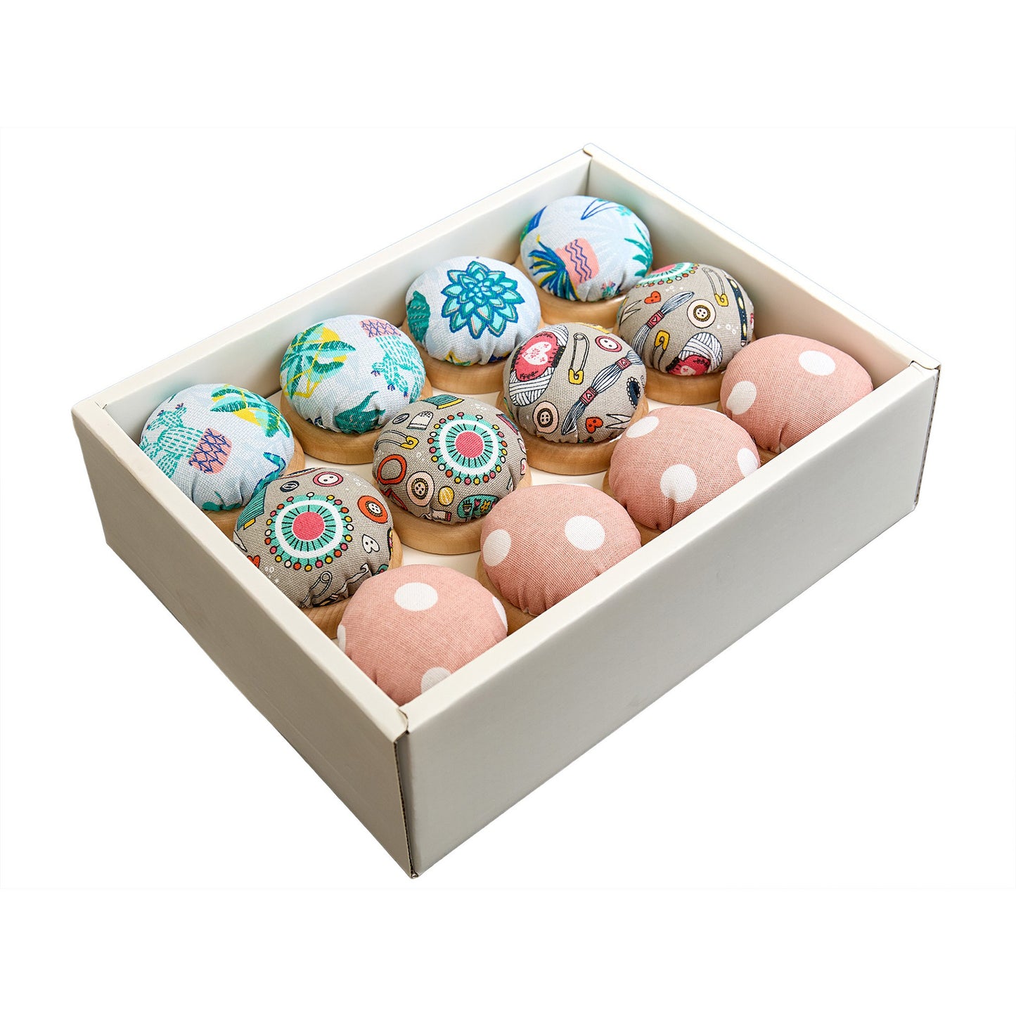 SEW TASTY Wooden Base Pincushion – 24 Pcs