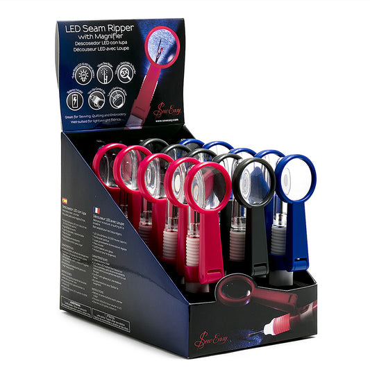 SEW EASY LED Seam Rippers with Magnifier Display – 15 Pcs
