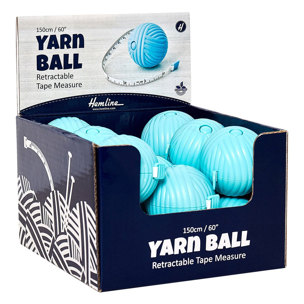 HEMLINE Yarn Ball Retractable Tape Measure 150 cm / 60 in Display (15 Pack)