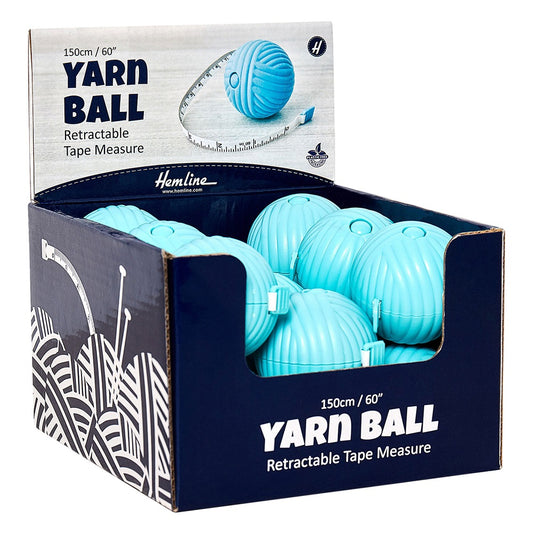 HEMLINE Yarn Ball Retractable Tape Measure 150 cm / 60 in Display (15 Pack)