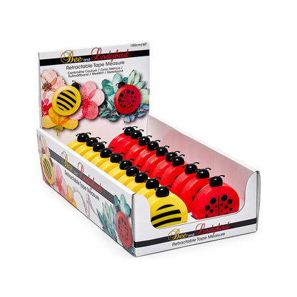 SEW TASTY Bee & Ladybug Tape Measures 150cm/60in 20-Pc Display