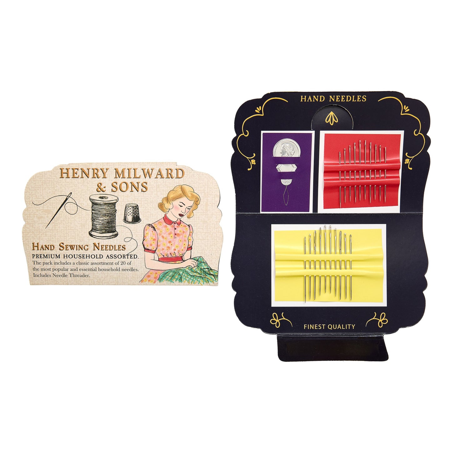 SEW TASTY Hand Needle Booklet With Threader 20-Needle Set 40-Pc Display