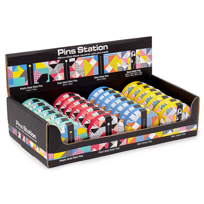 SEW TASTY Pin Tins Station 55mm Assorted Pins 28-Pc Display