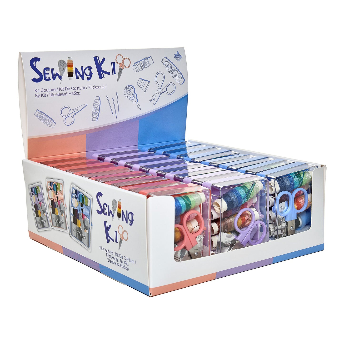 SEW TASTY Sewing Kit In Plastic Case With 26 Threads 24-Pc Display