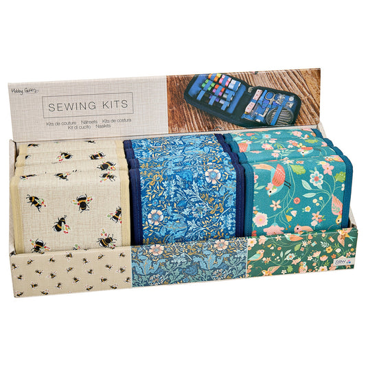 SEW TASTY Sewing Kit In Cotton Zip Case With Tape Measure 12-Pc Display