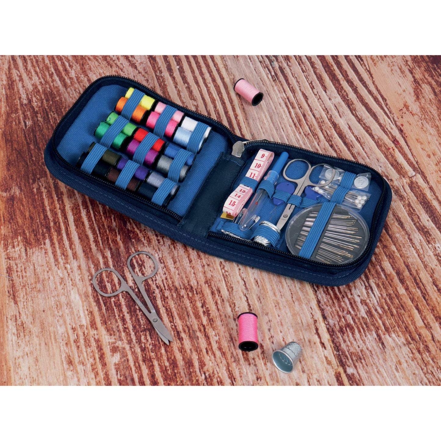 SEW TASTY Sewing Kit In Cotton Zip Case With Tape Measure 12-Pc Display