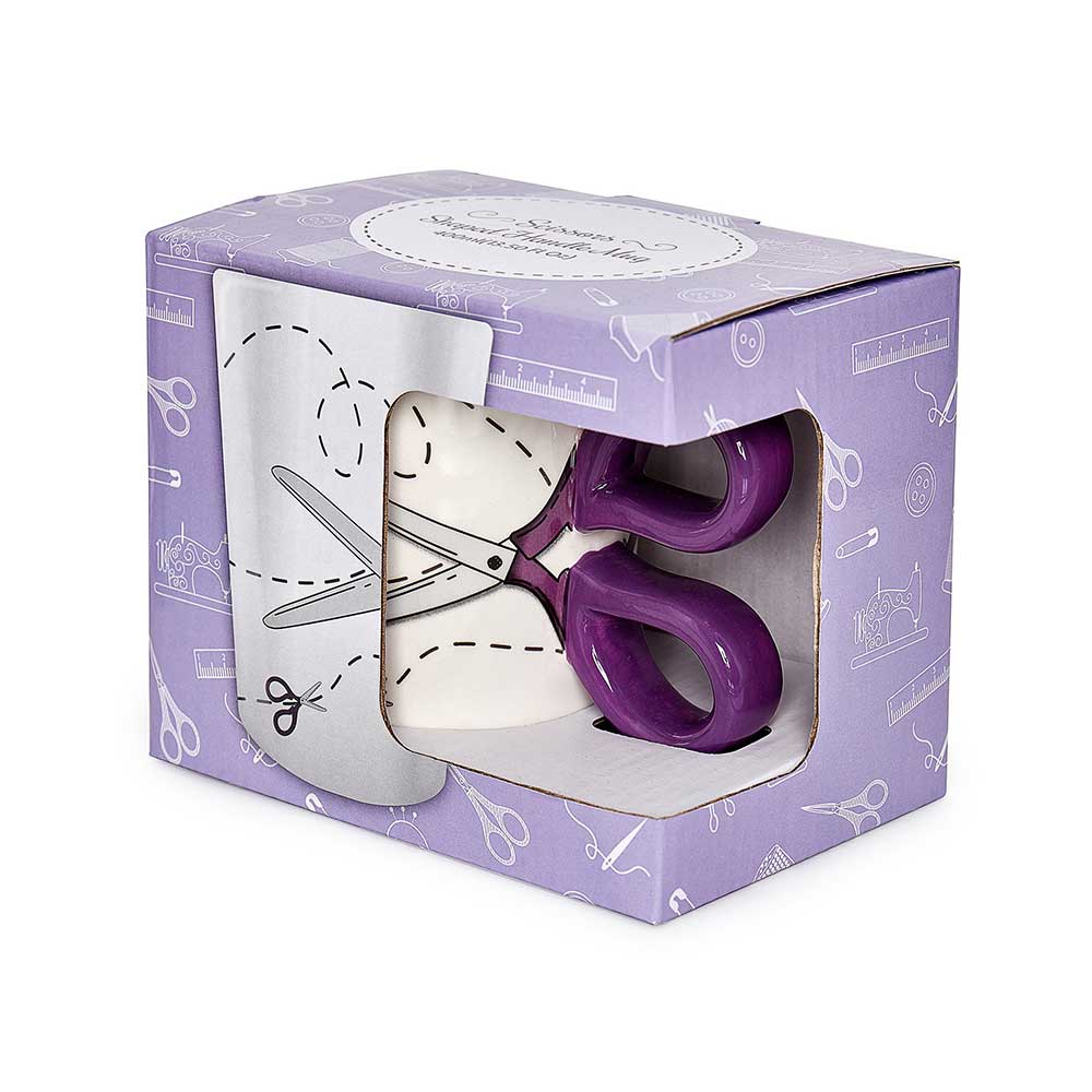 SEW TASTY Scissors Mug 13.5 fl oz / 400 mL Purple