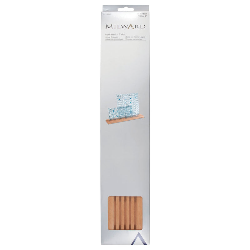 MILWARD Présentoir à 5 fentes pour règles (grand) - Bois de hêtre