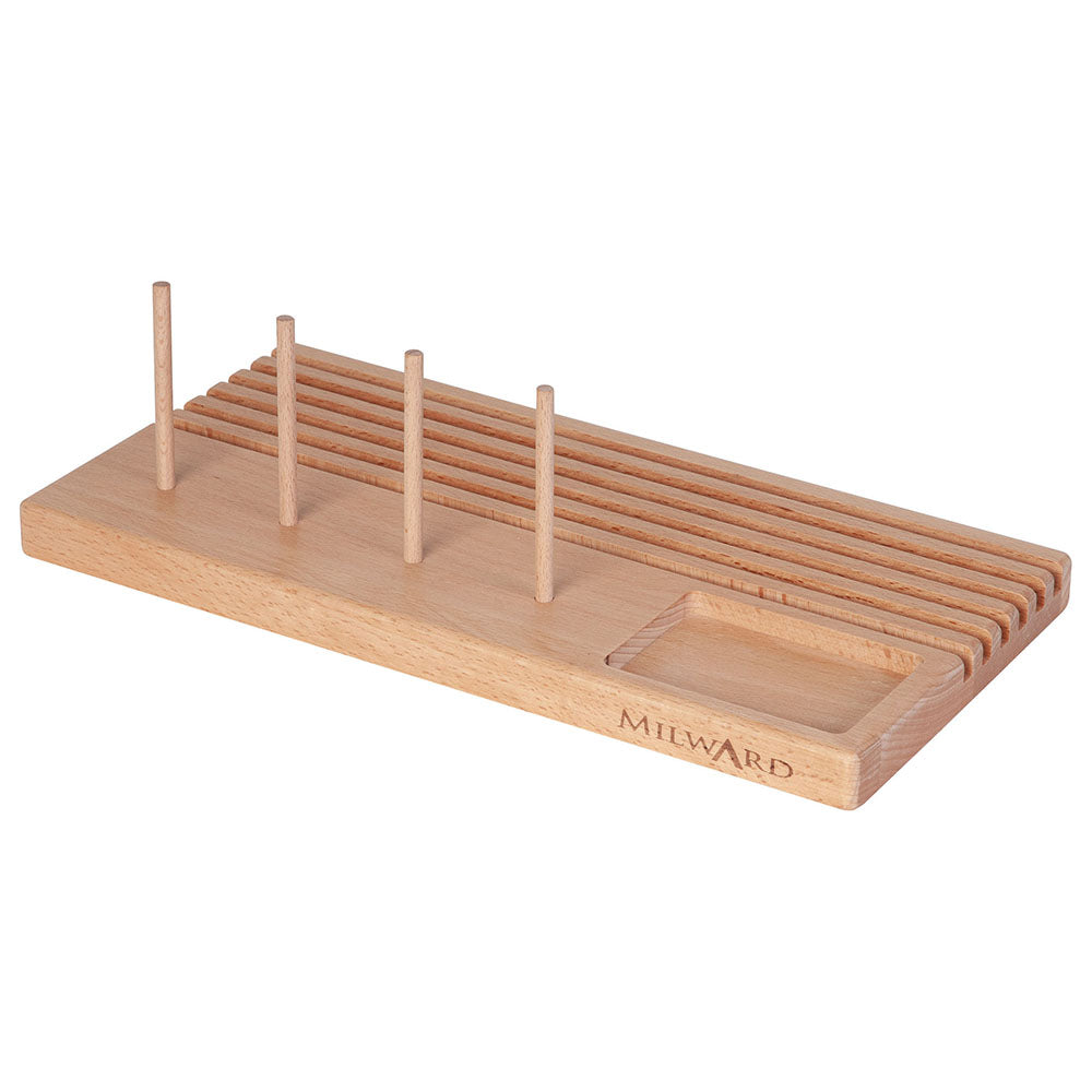 MILWARD Ruler Rack With Storage 6-Slot Beech Wood