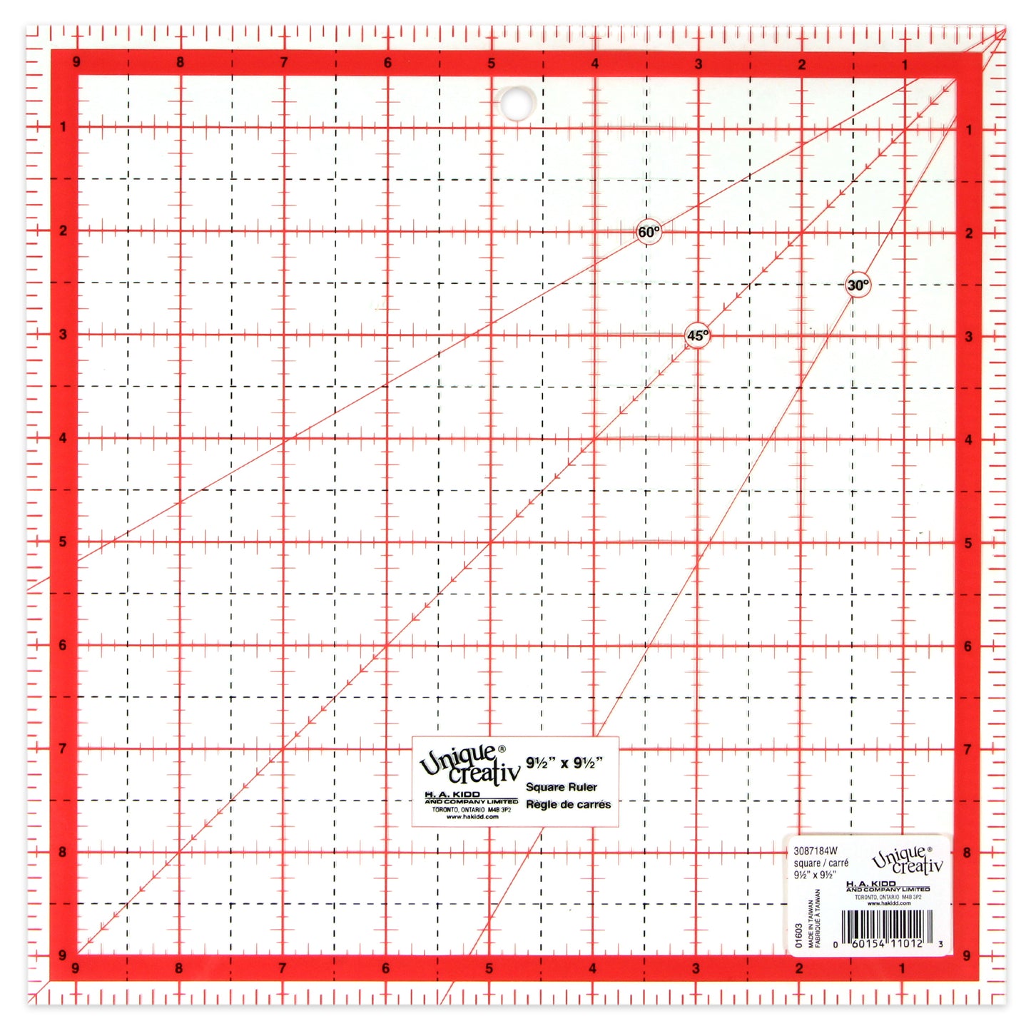 Sew Easy Square Ruler Quilting 9-1/2" X 9-1/2" (24.1 X 24.1 Cm)
